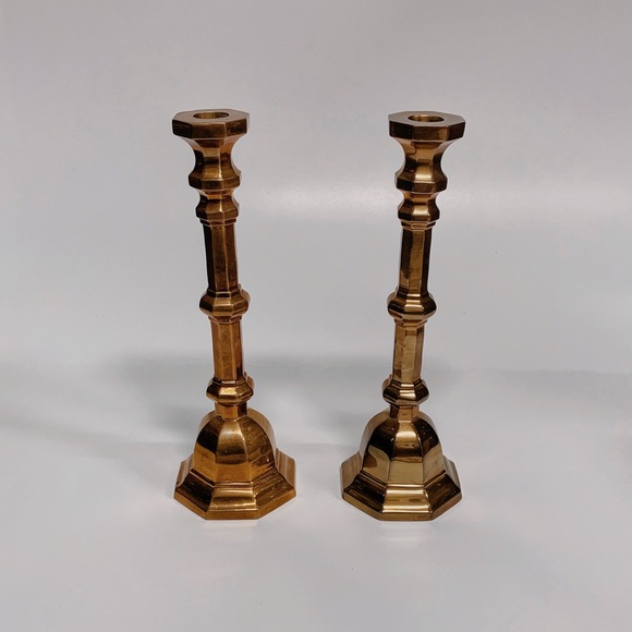 🎄Pair of Tall Vintage Brass Candle Holders | Brass Candle Sticks | Christmas